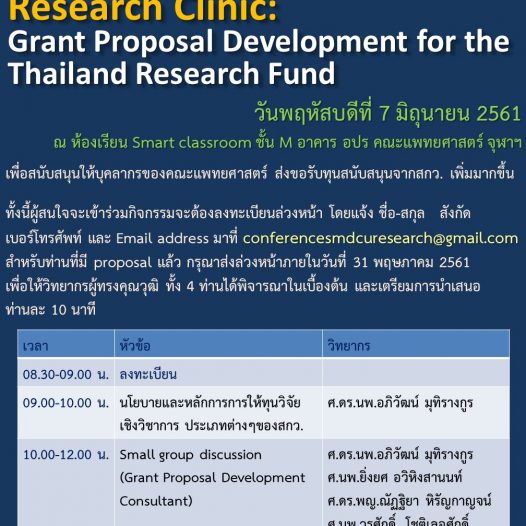 Research Clinic: Grant Proposal Development for the Thailand Research Fund